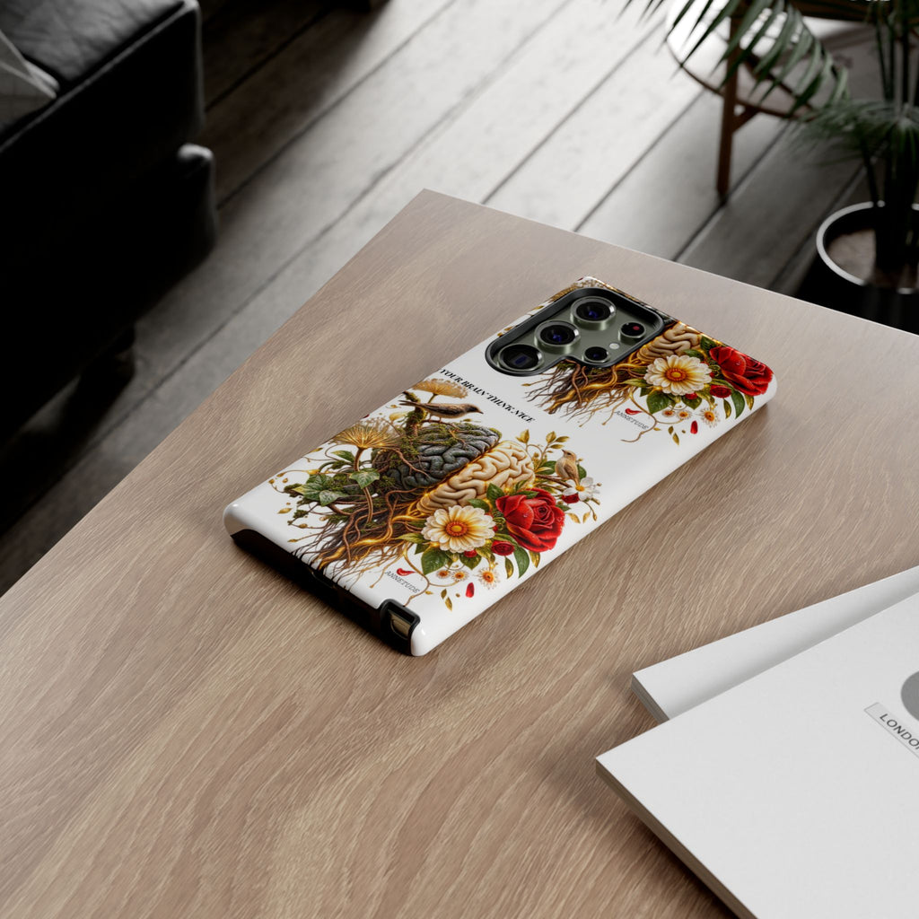 Phone Case — Floral Brain Illustration Protective Cover