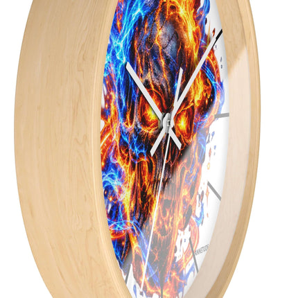Flaming Skull Wall Clock — Fire & Ice Gothic