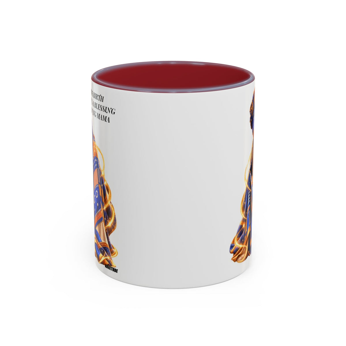 Mama & Baby Accent Coffee Mug — "Give Birth, It’s a Blessing, Young Mama"