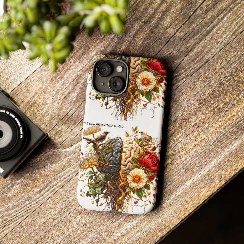 Phone Case — Floral Brain Illustration Protective Cover