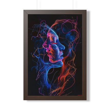 Framed Neon Abstract Woman Vertical Poster
