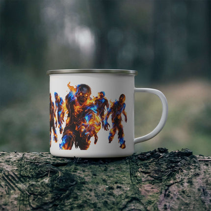 Enamel Mug — Fiery Zombie Camping Coffee Cup — view 4