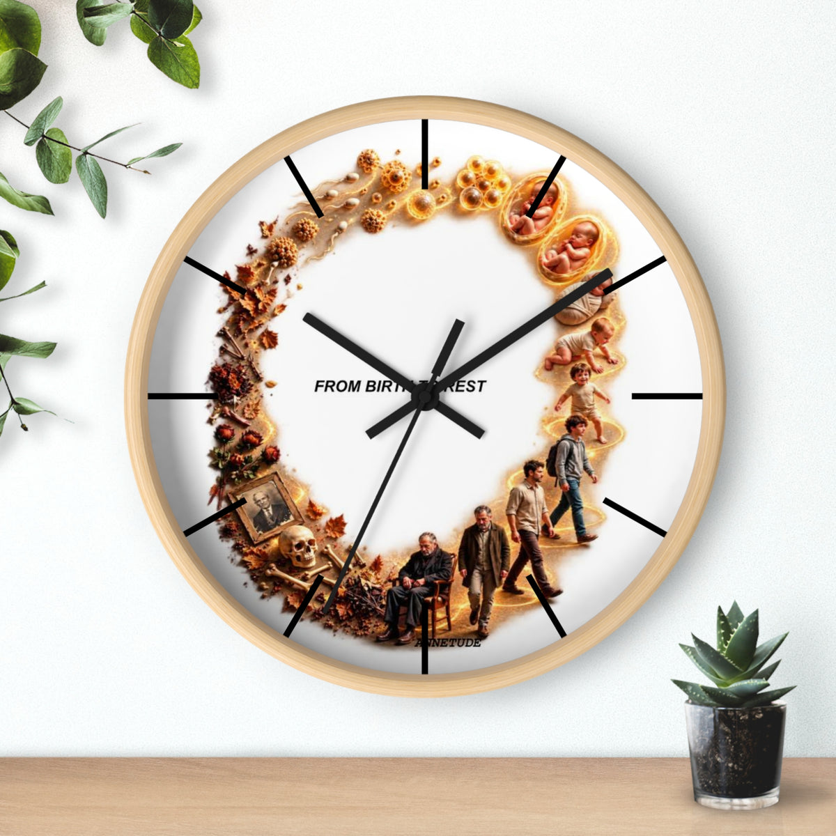 Wall Clock — 'From Birth to Rest' Time Cycle Decorative Clock