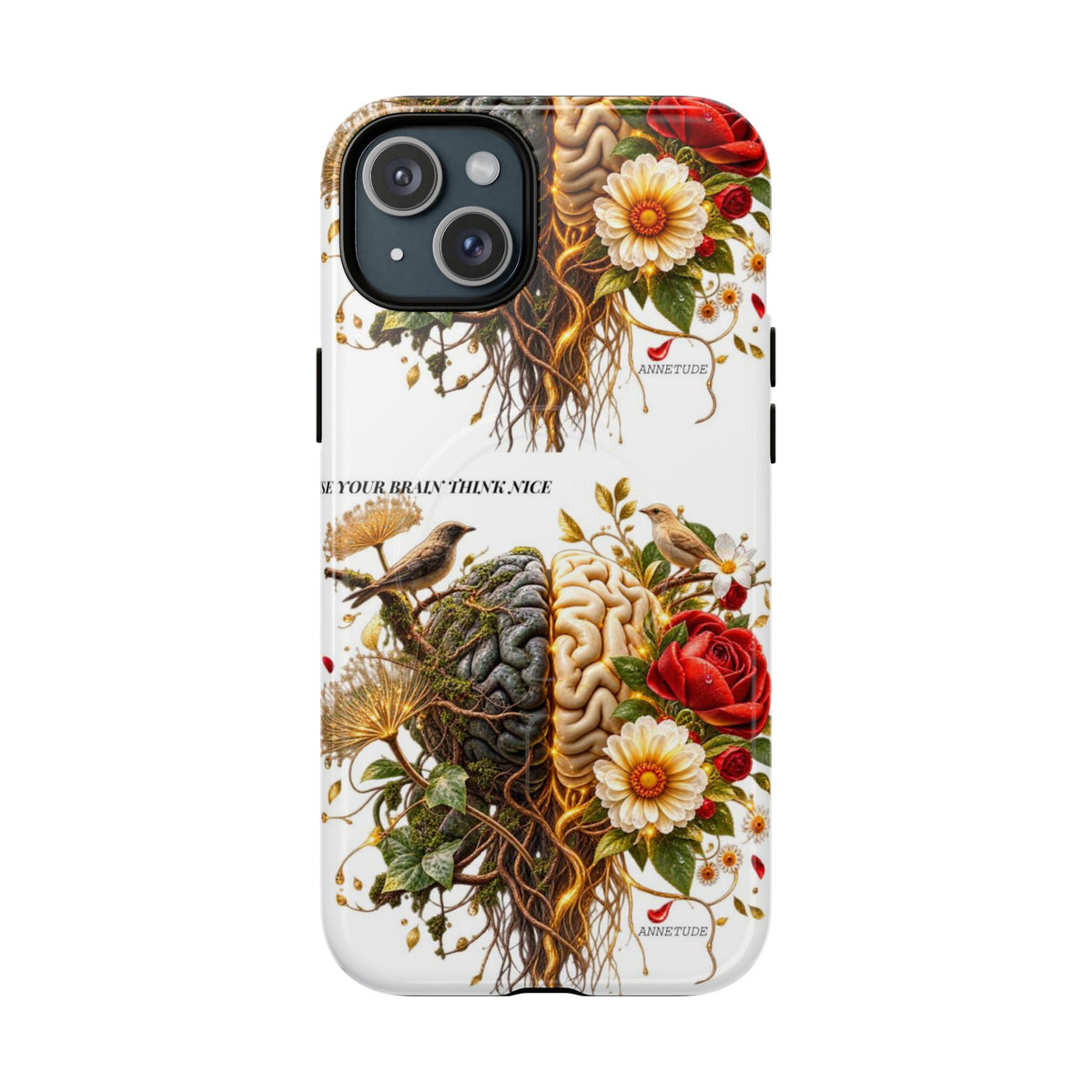 Phone Case — 'Use Your Brainy Think, Son' Floral Brain Magnetic Case