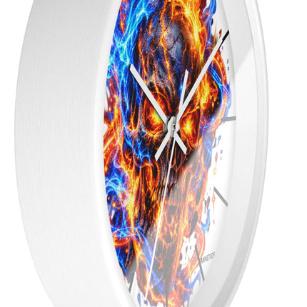 Flaming Skull Wall Clock — Fire & Ice Gothic