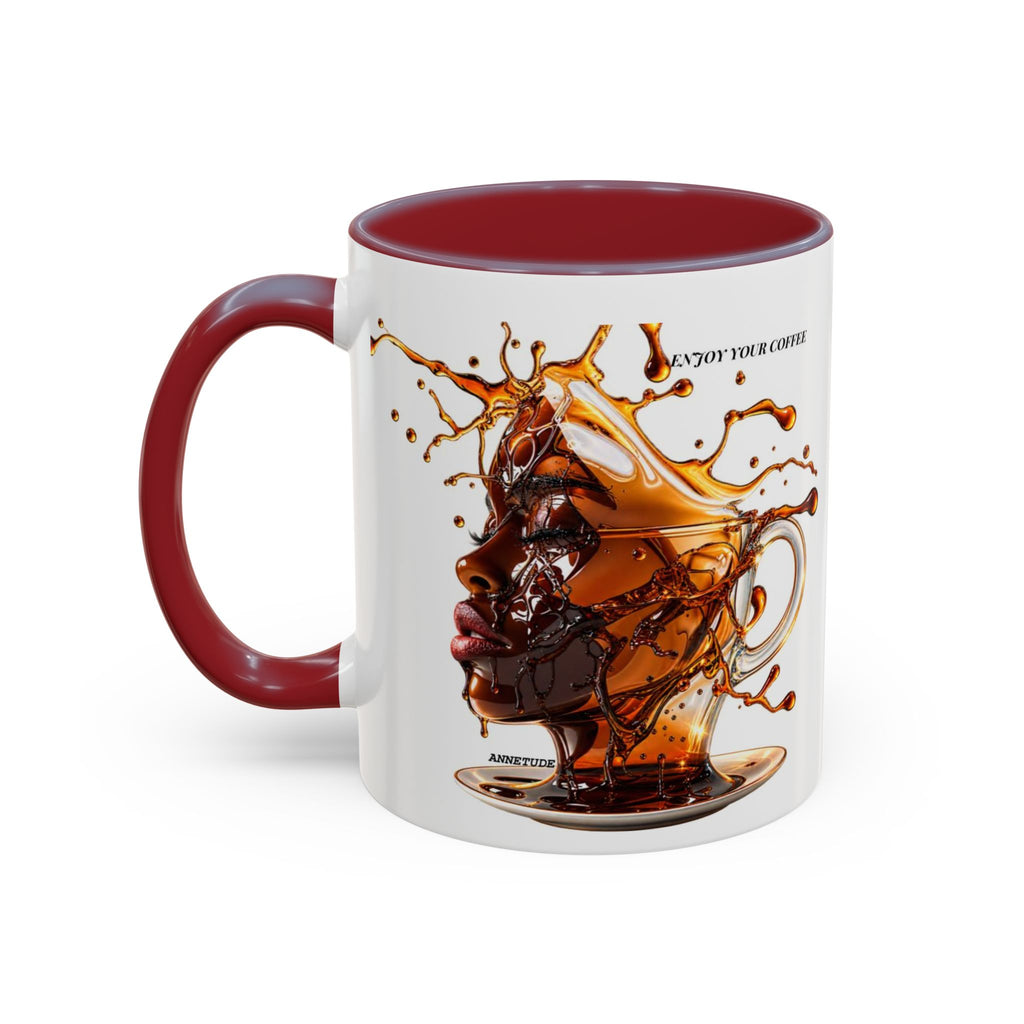 Coffee Splash Accent Mug — "Savor the Coffee" Artistic Drip Design (11/15oz)