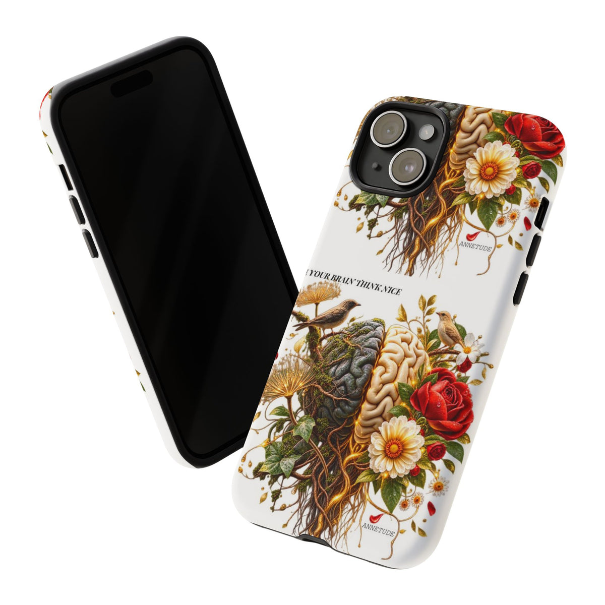 Phone Case — Floral Brain Illustration Protective Cover