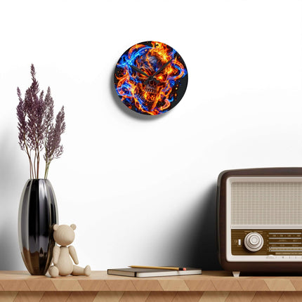 Flaming Skull Acrylic Wall Clock — Neon Fire Skull Decorative Clock — view 6