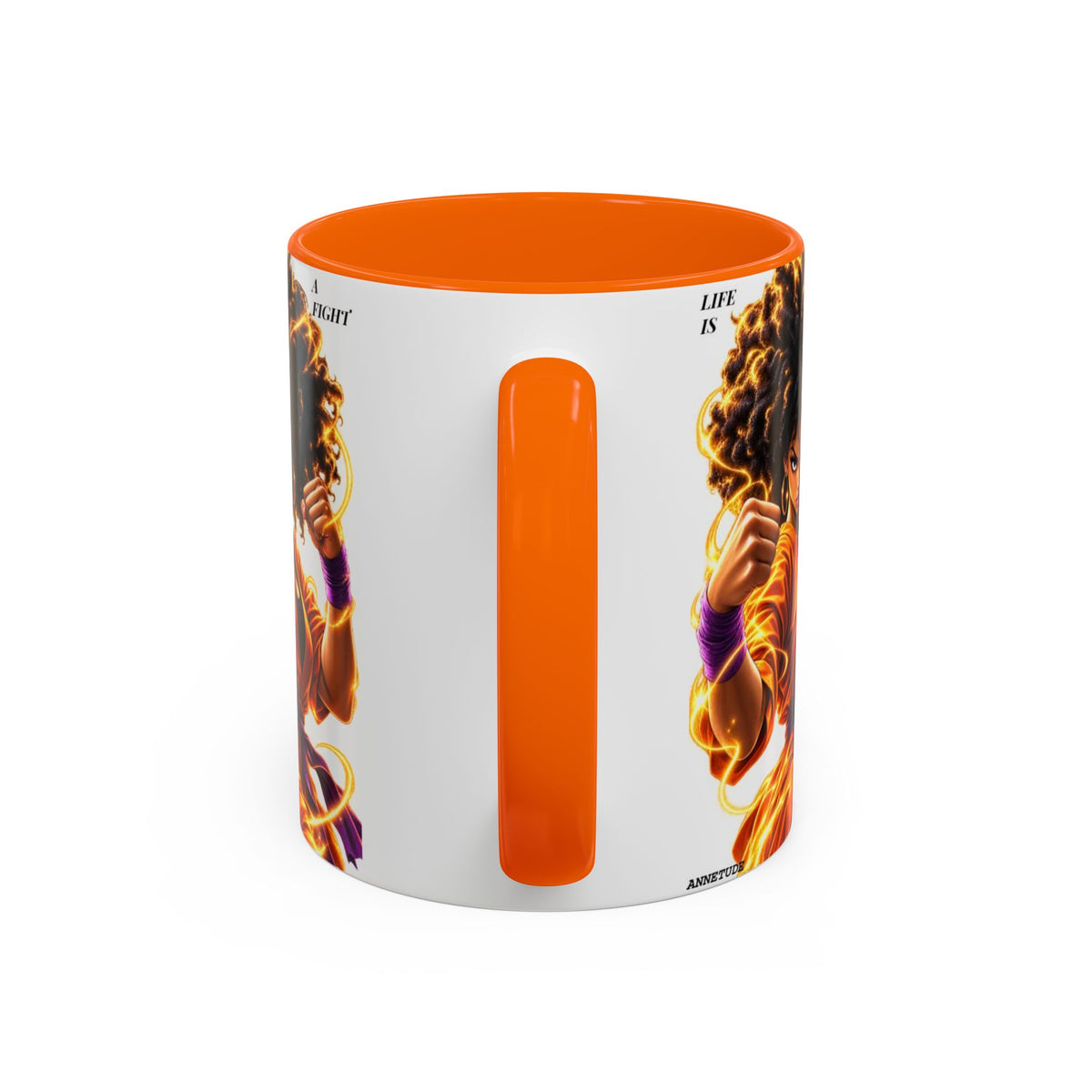 Coffee Mug — Fierce Afro Warrior Illustration Accent Mug (11/15oz)
