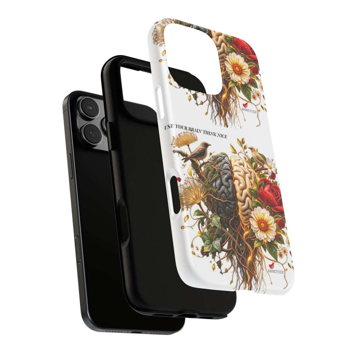 Phone Case — Floral Brain Illustration Protective Cover