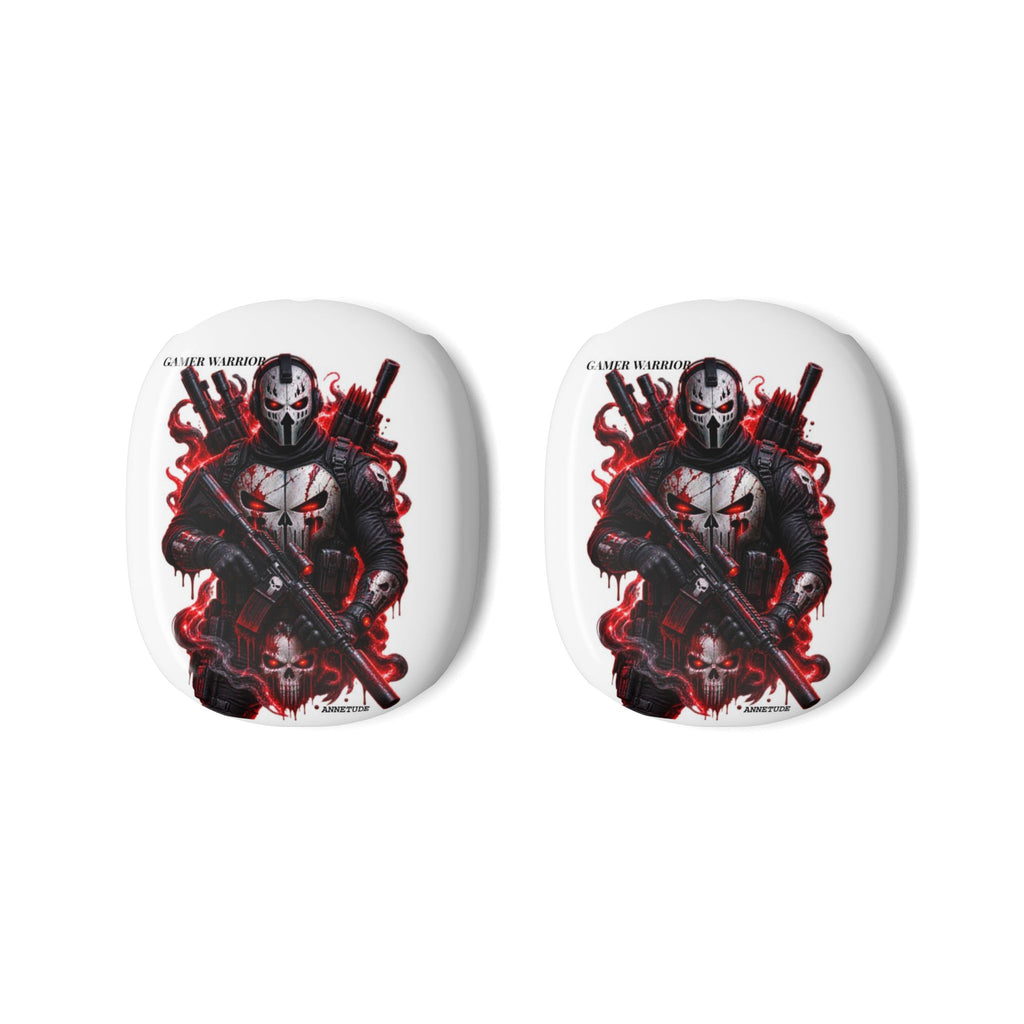 AirPods Max Case — Red & Black Skull Soldier Graphic Protective Cover