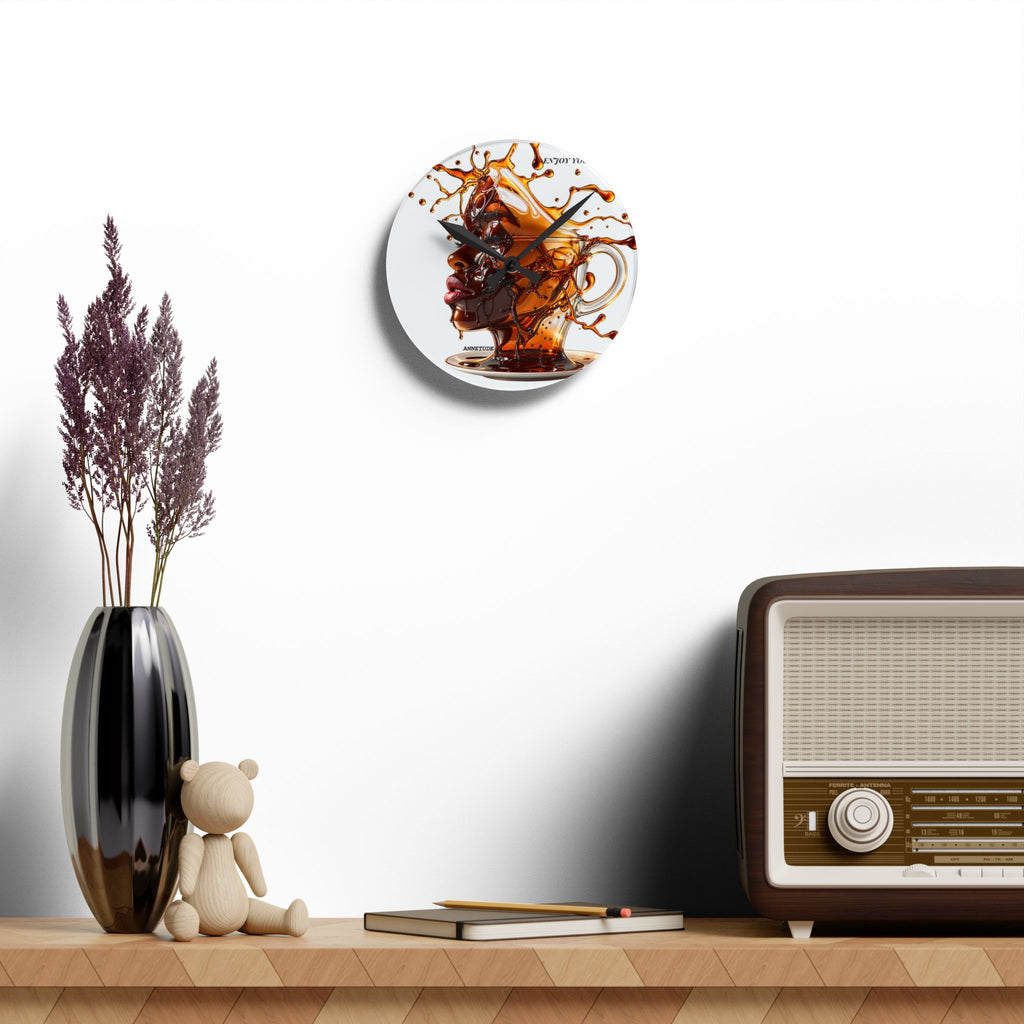 Acrylic Wall Clock — Artistic Coffee Splash Portrait Wall Clock