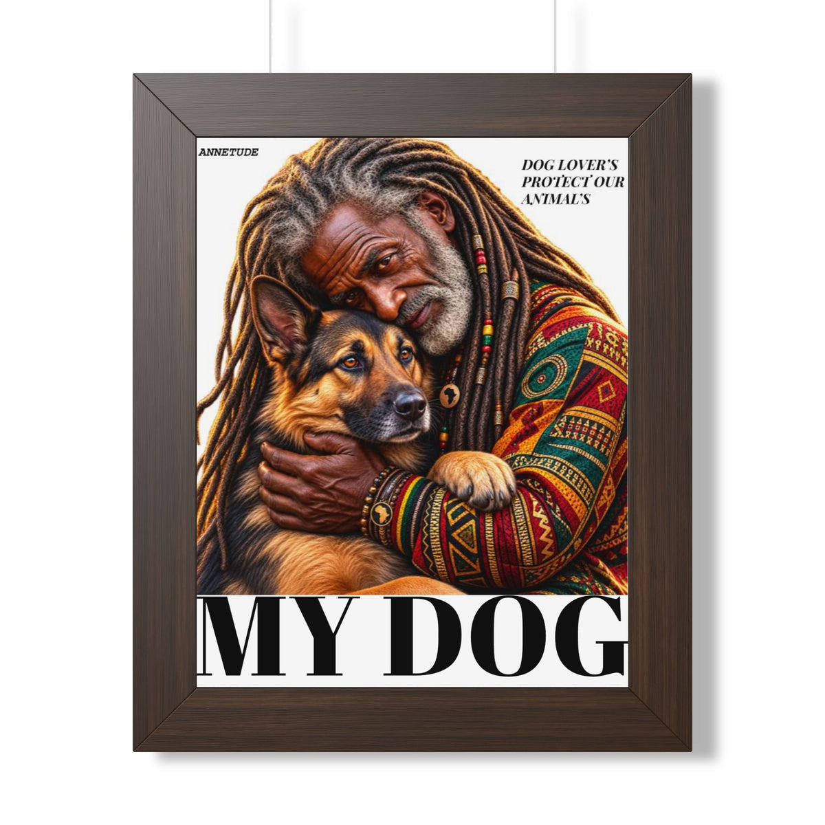 Framed Poster — 'Dog Lover’s Protect Our Animals' Portrait