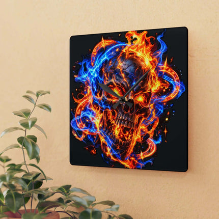 Flaming Skull Acrylic Wall Clock — Neon Fire Skull Decorative Clock — view 8