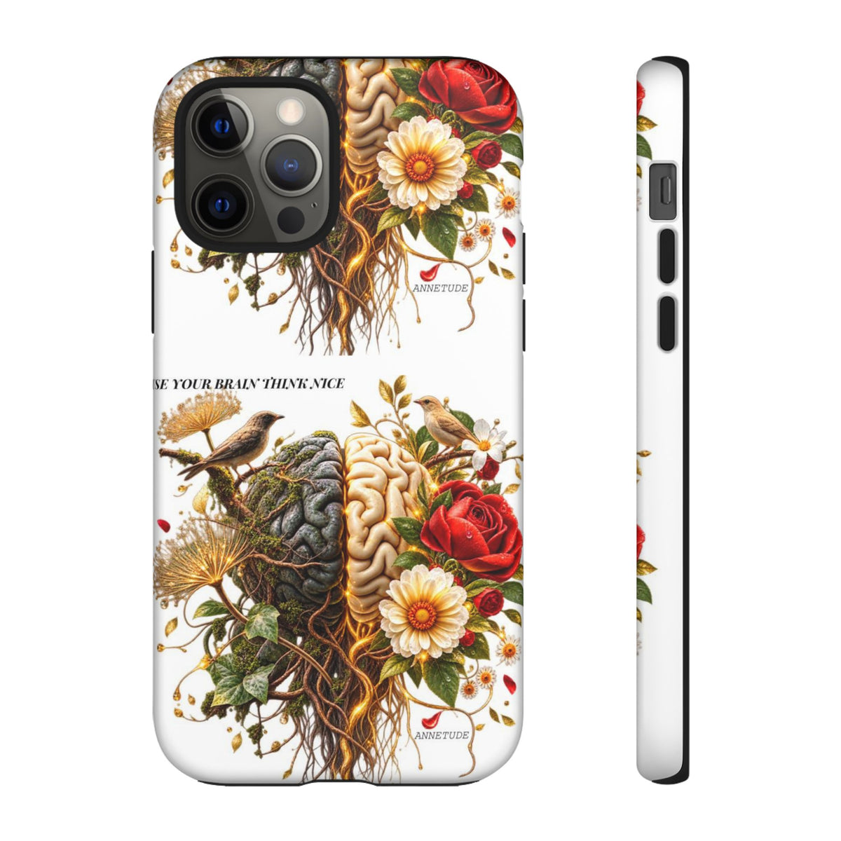 Phone Case — Floral Brain Illustration Protective Cover