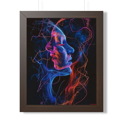 Framed Neon Abstract Woman Vertical Poster