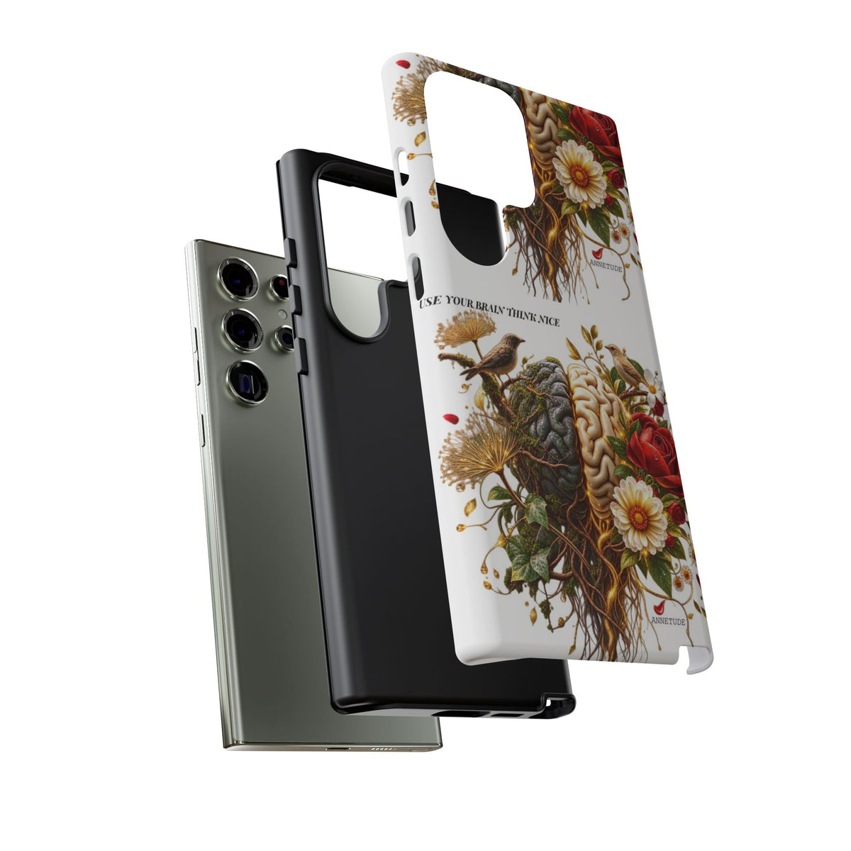 Phone Case — Floral Brain Illustration Protective Cover
