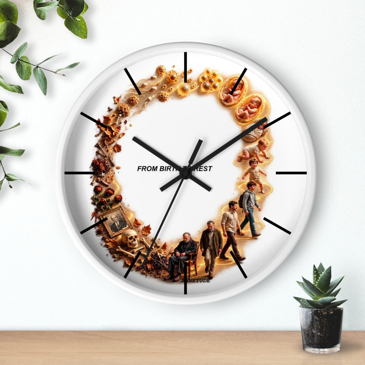 Wall Clock — 'From Birth to Rest' Time Cycle Decorative Clock