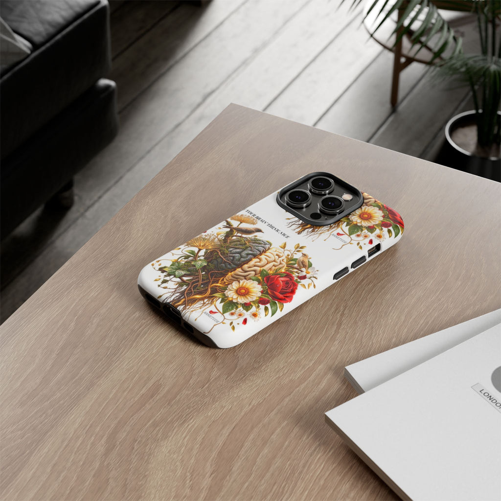 Phone Case — Floral Brain Illustration Protective Cover