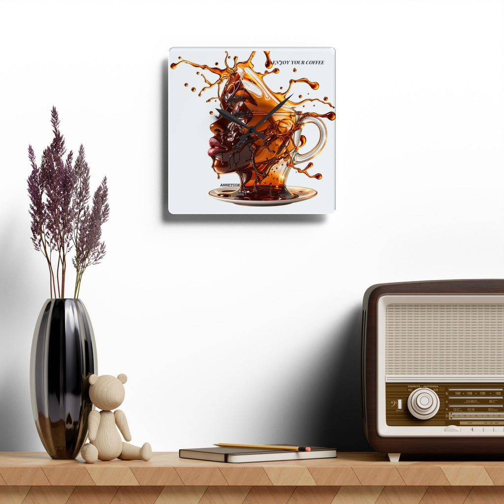 Acrylic Wall Clock — Artistic Coffee Splash Portrait Wall Clock
