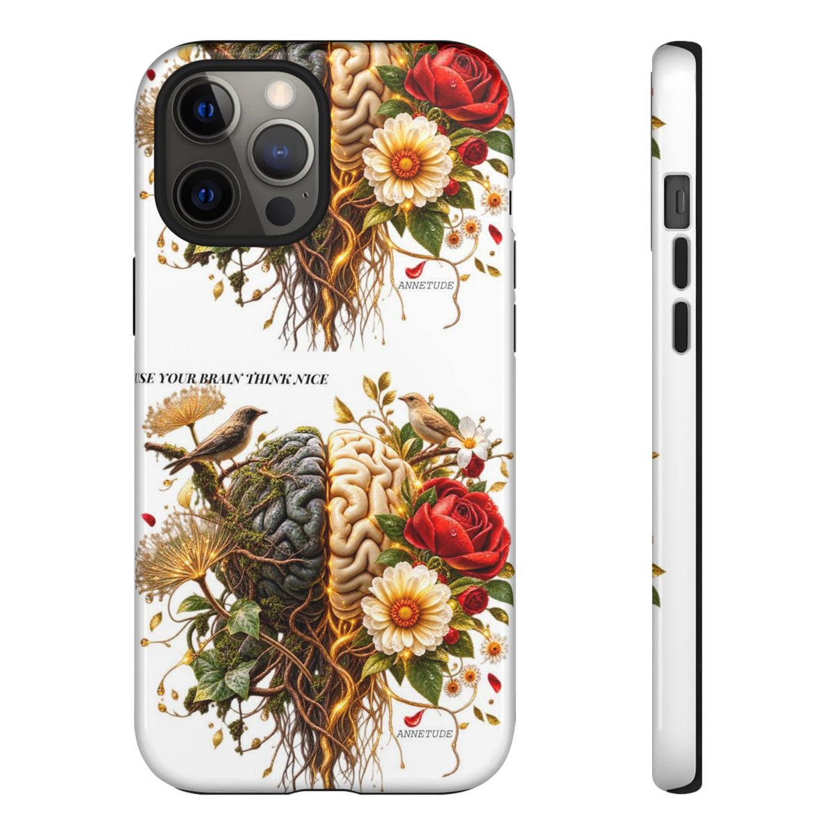 Phone Case — Floral Brain Illustration Protective Cover