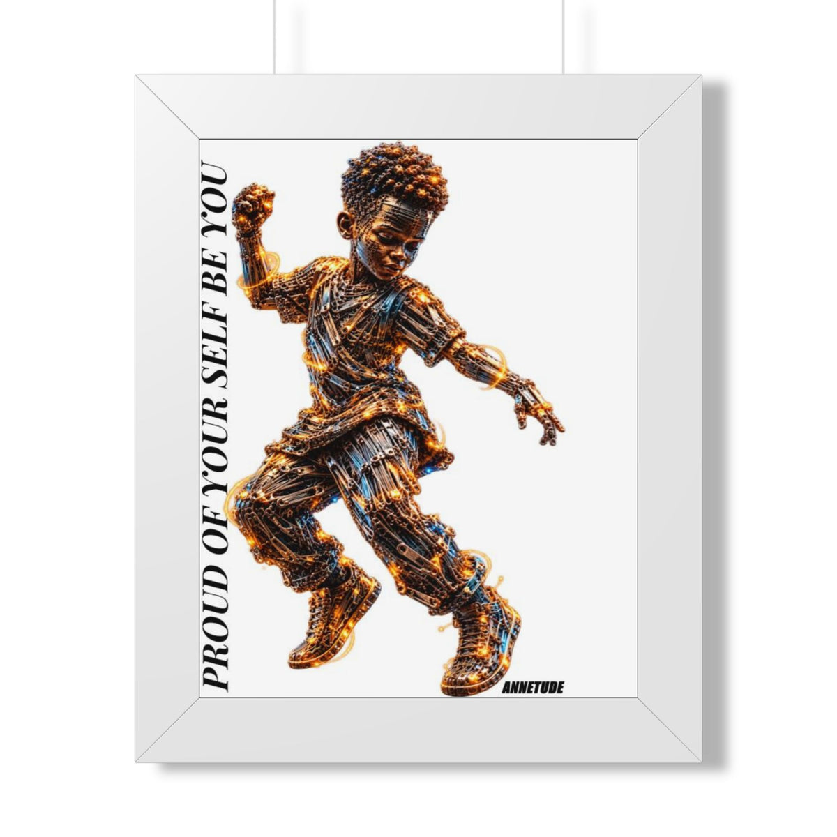 Proud of Your Self Be You Framed Poster — Inspirational Black Boy Art Print