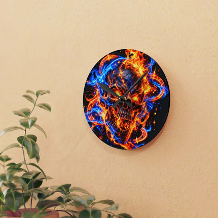 Flaming Skull Acrylic Wall Clock — Neon Fire Skull Decorative Clock — view 5
