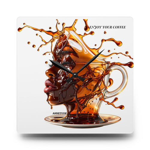 Acrylic Wall Clock — Artistic Coffee Splash Portrait Wall Clock