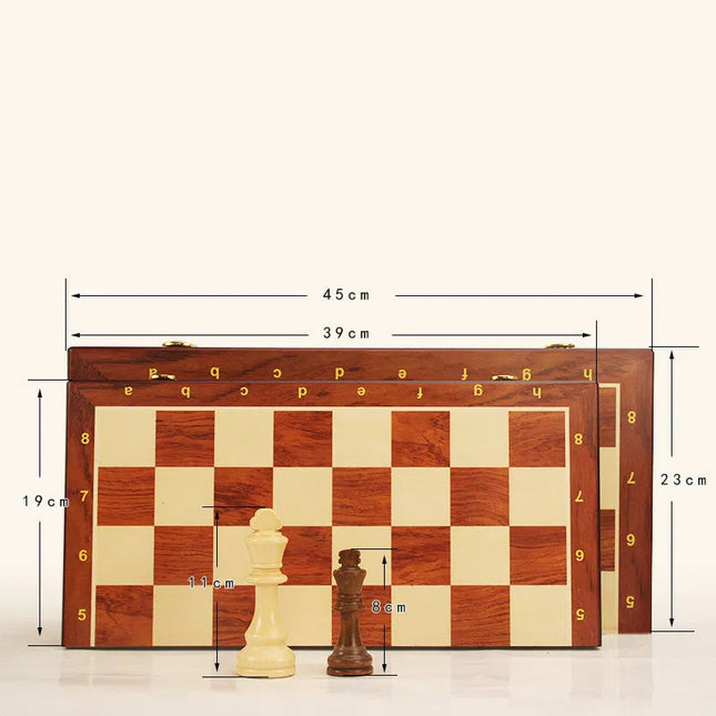 Magnetic Wooden Folding Chess & Checkers Set — view 2