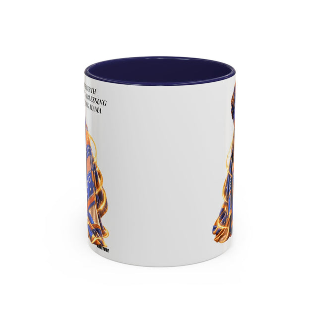 Mama & Baby Accent Coffee Mug — "Give Birth, It’s a Blessing, Young Mama" — view 2