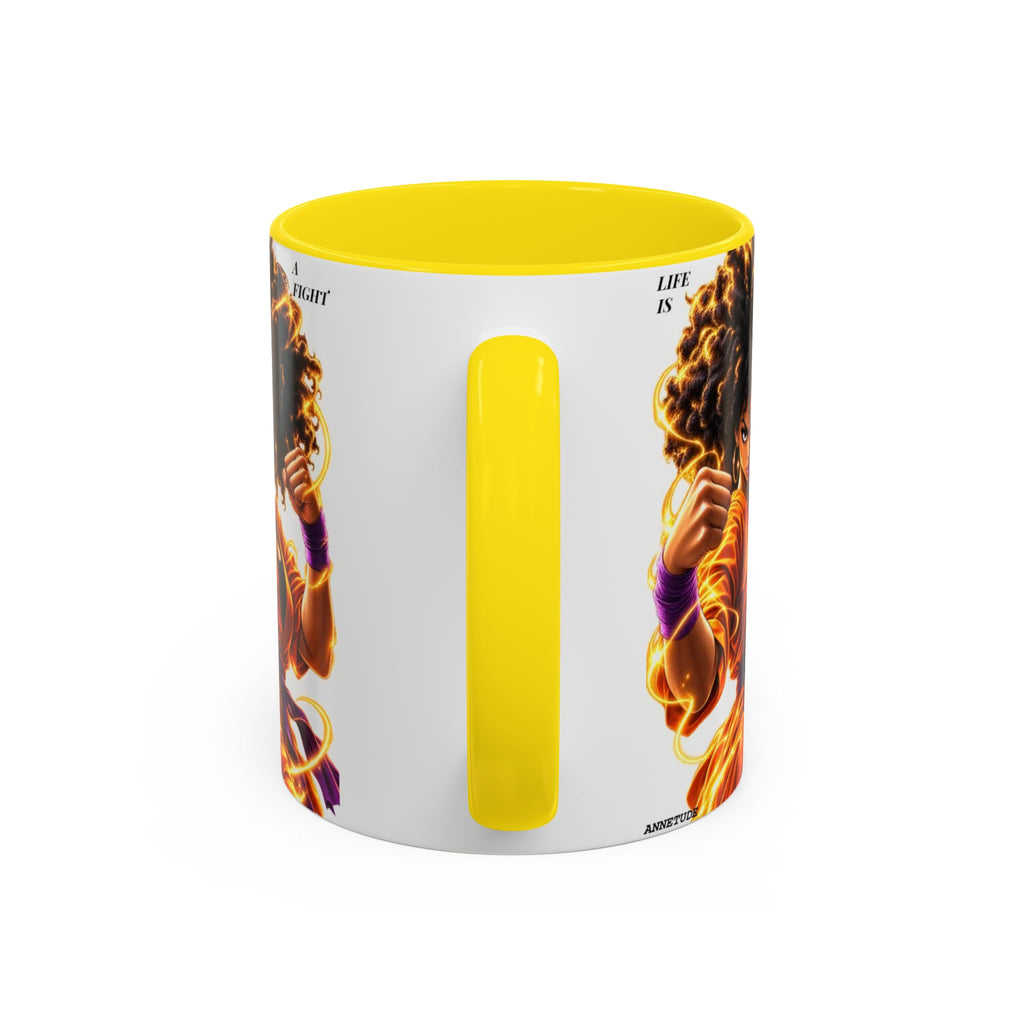 Coffee Mug — Fierce Afro Warrior Illustration Accent Mug (11/15oz)