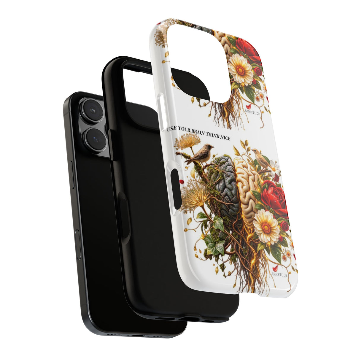 Phone Case — Floral Brain Illustration Protective Cover