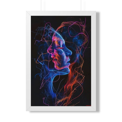 Framed Neon Abstract Woman Vertical Poster
