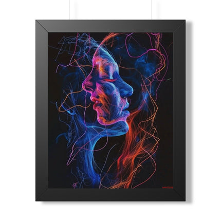 Framed Neon Abstract Woman Vertical Poster