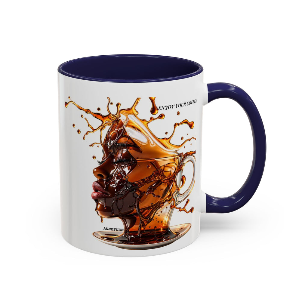 Coffee Splash Accent Mug — "Savor the Coffee" Artistic Drip Design (11/15oz)