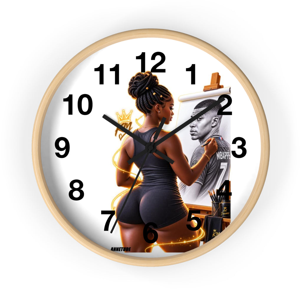 Artist Painting Wall Clock — Black Woman Portrait with Basketball Tribute
