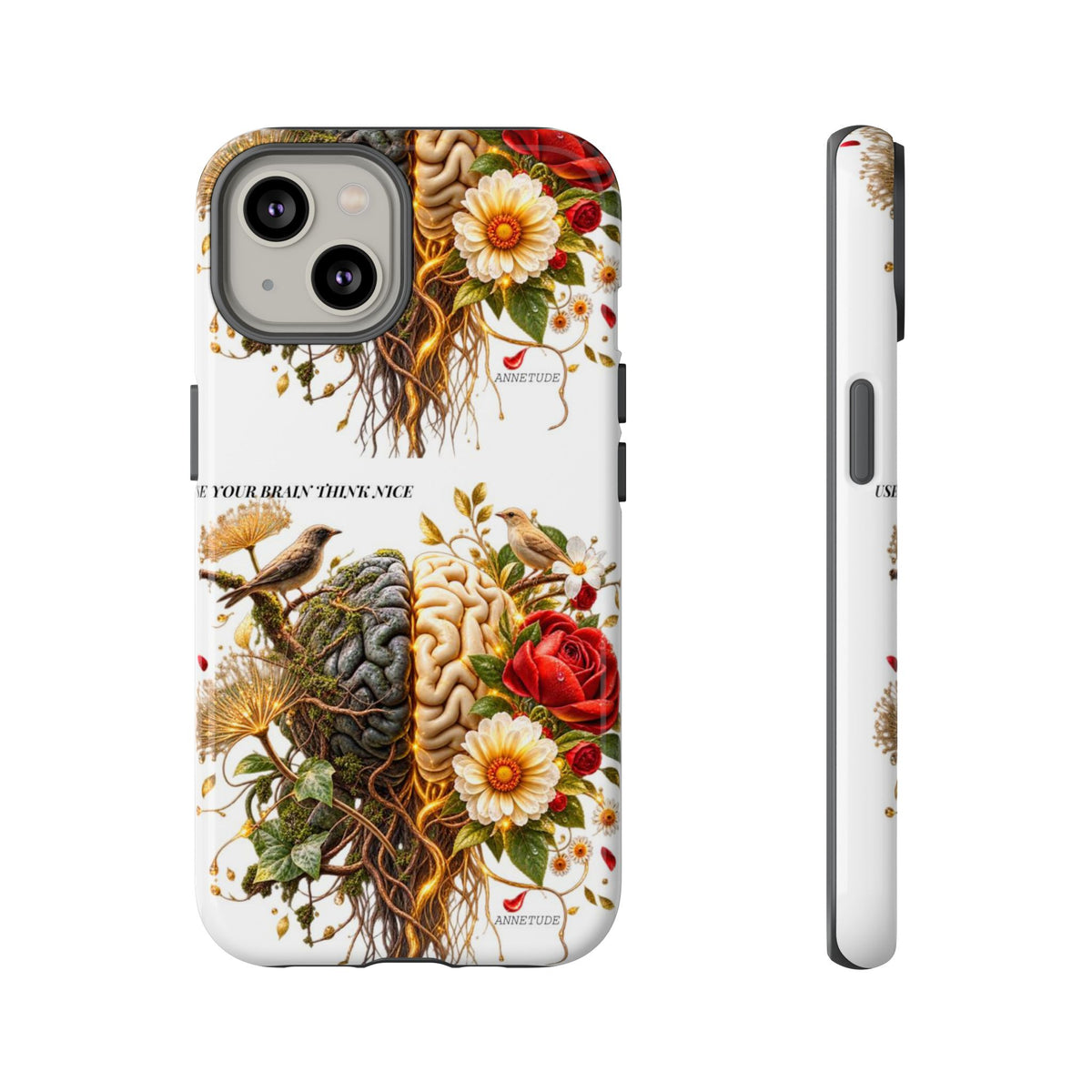 Phone Case — Floral Brain Illustration Protective Cover