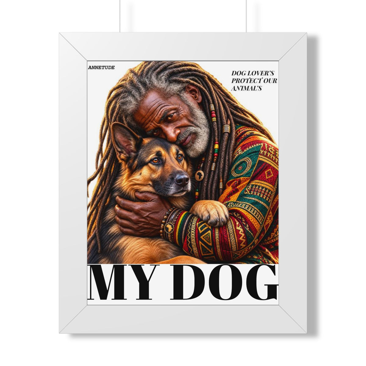 Framed Poster — 'Dog Lover’s Protect Our Animals' Portrait