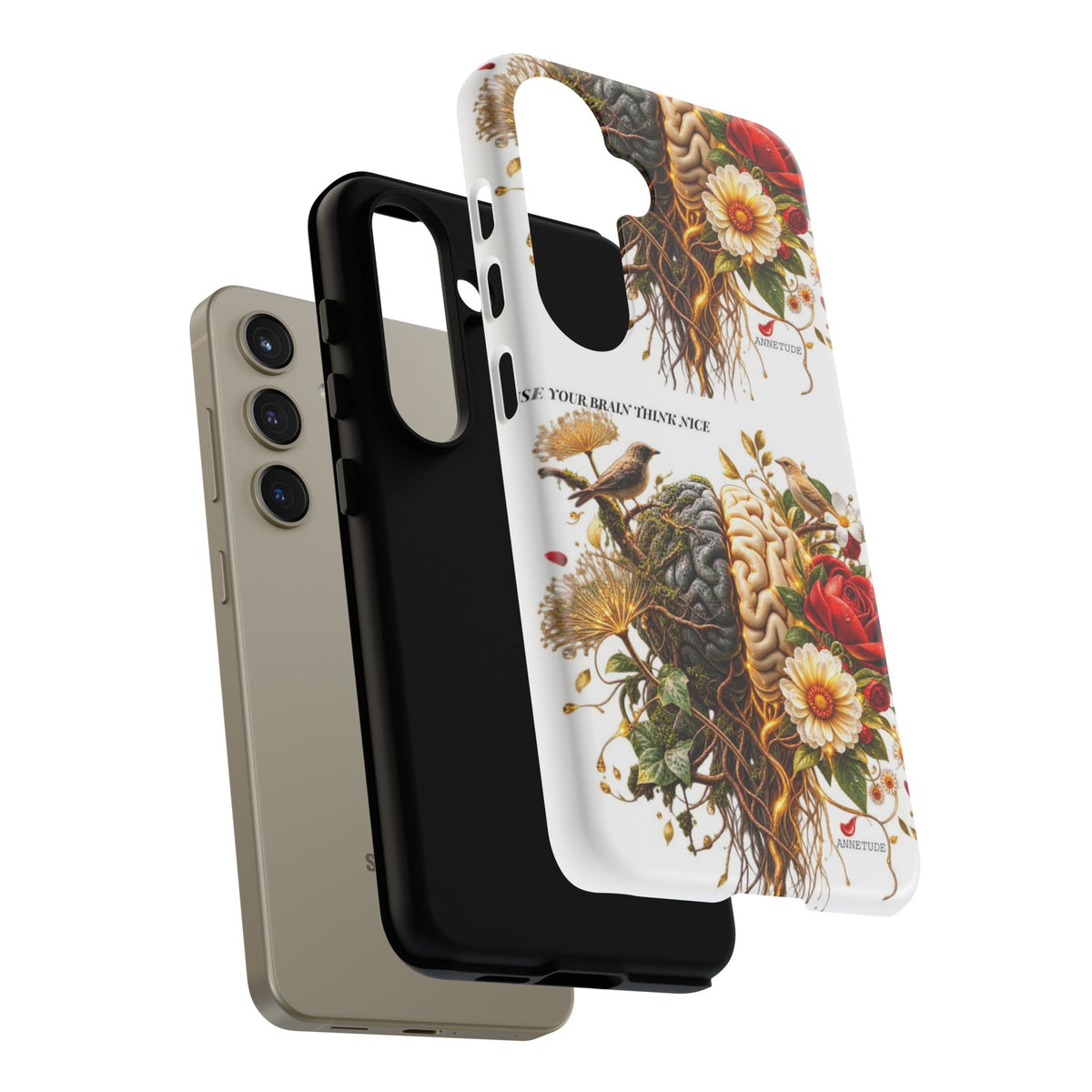 Phone Case — Floral Brain Illustration Protective Cover