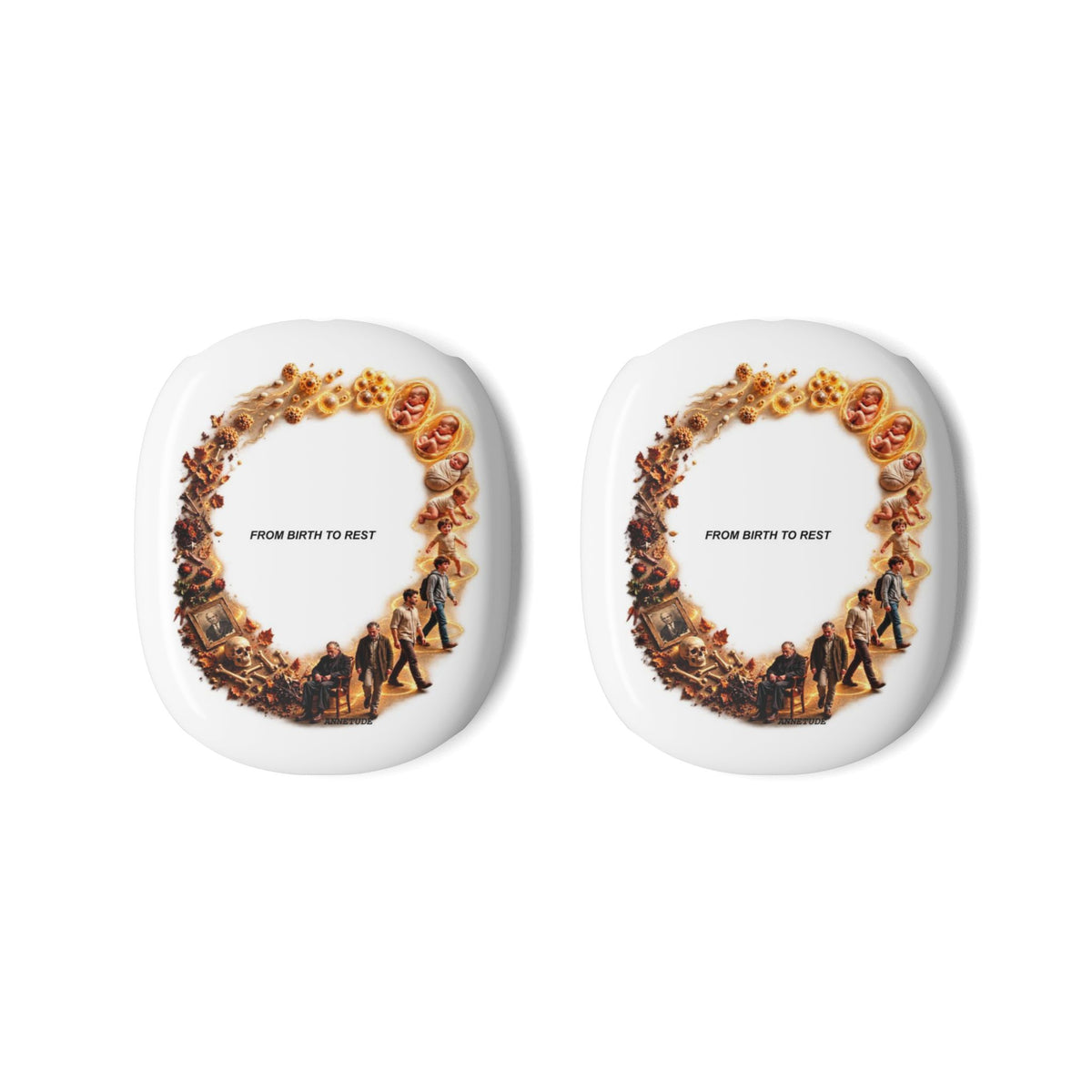 AirPod Max Case — Floral Wreath "From Birth to Rest" Protective Shell