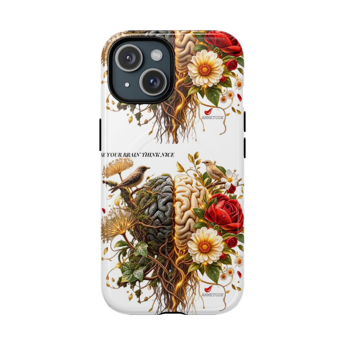 Phone Case — 'Use Your Brainy Think, Son' Floral Brain Magnetic Case