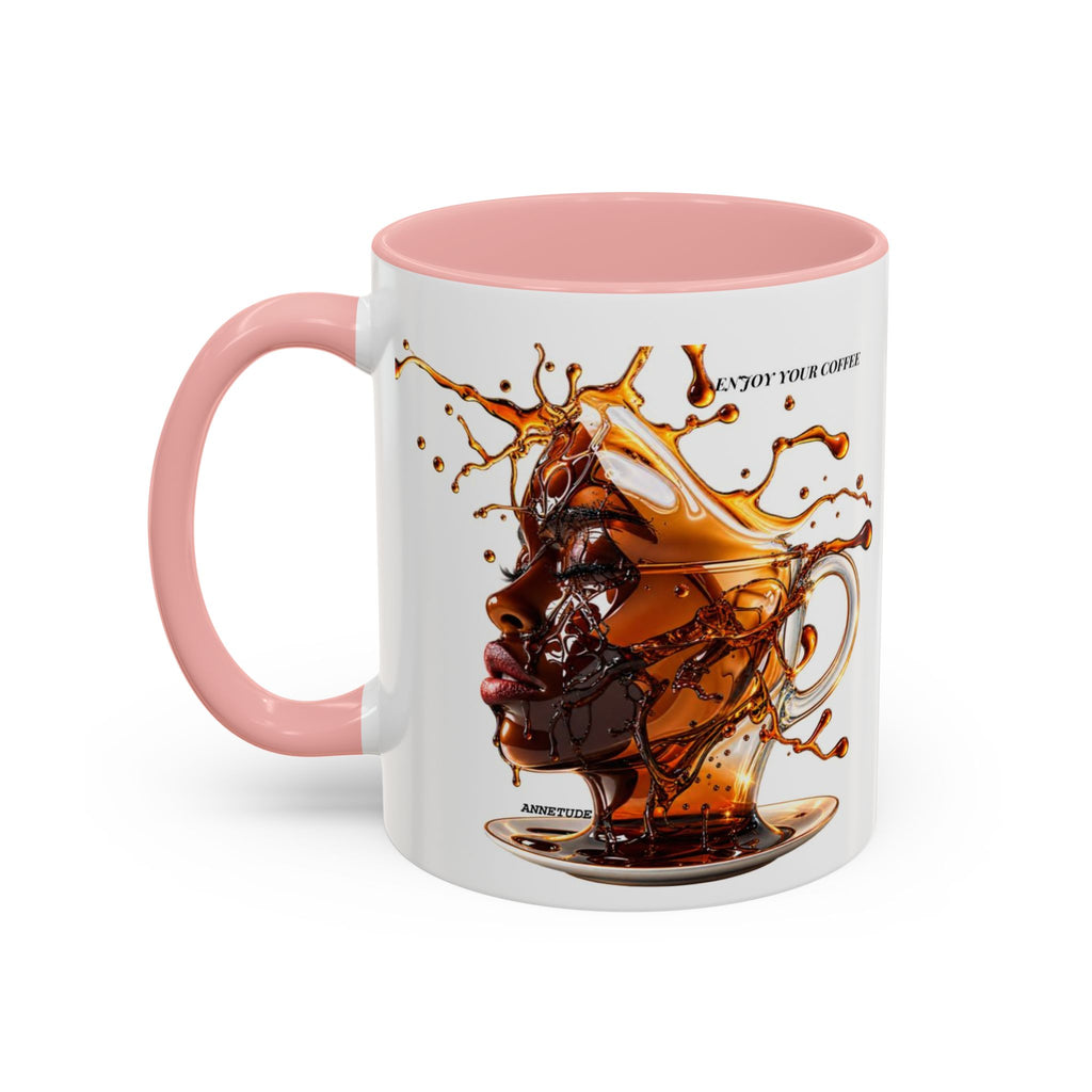 Coffee Splash Accent Mug — "Savor the Coffee" Artistic Drip Design (11/15oz)