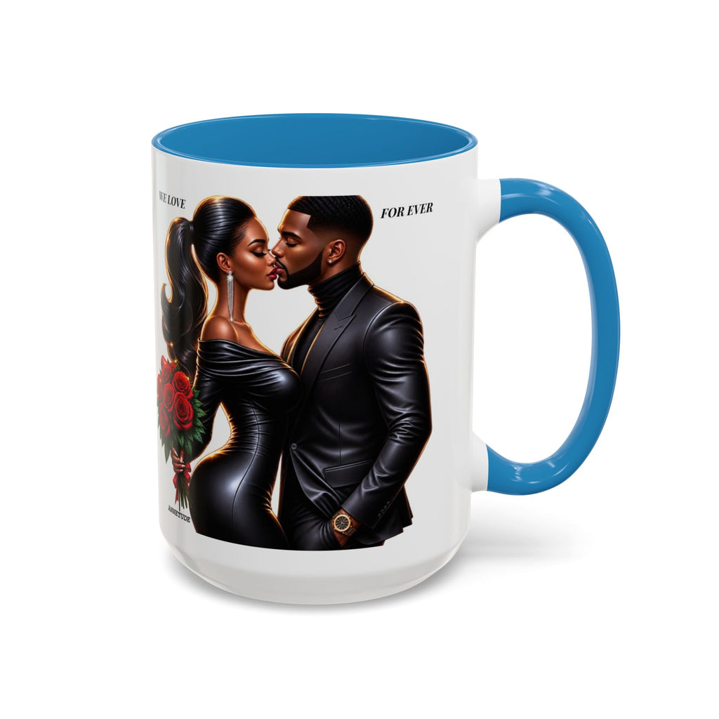 Romantic Black Couple Accent Coffee Mug - 'We Love Forever' 11/15oz