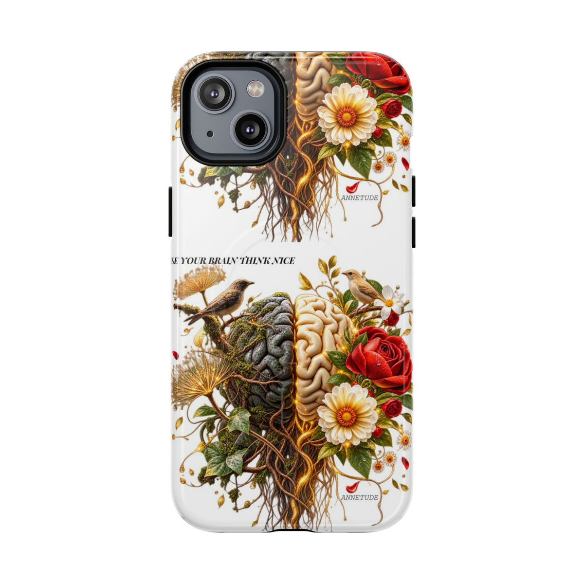 Phone Case — 'Use Your Brainy Think, Son' Floral Brain Magnetic Case