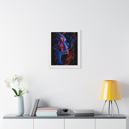 Framed Neon Abstract Woman Vertical Poster