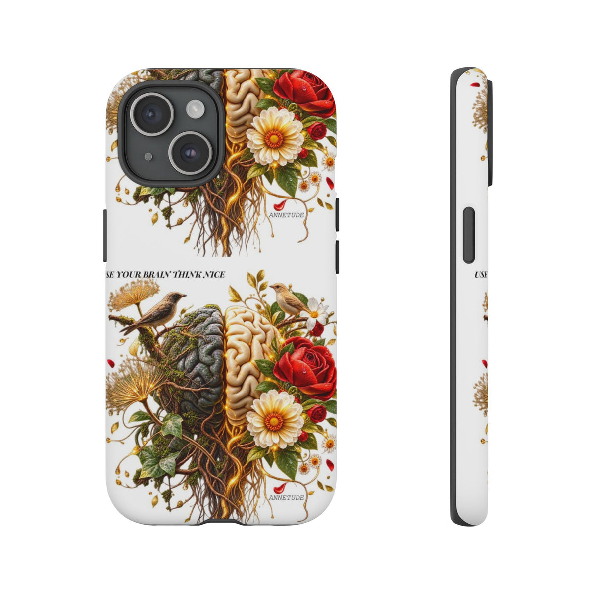 Phone Case — Floral Brain Illustration Protective Cover