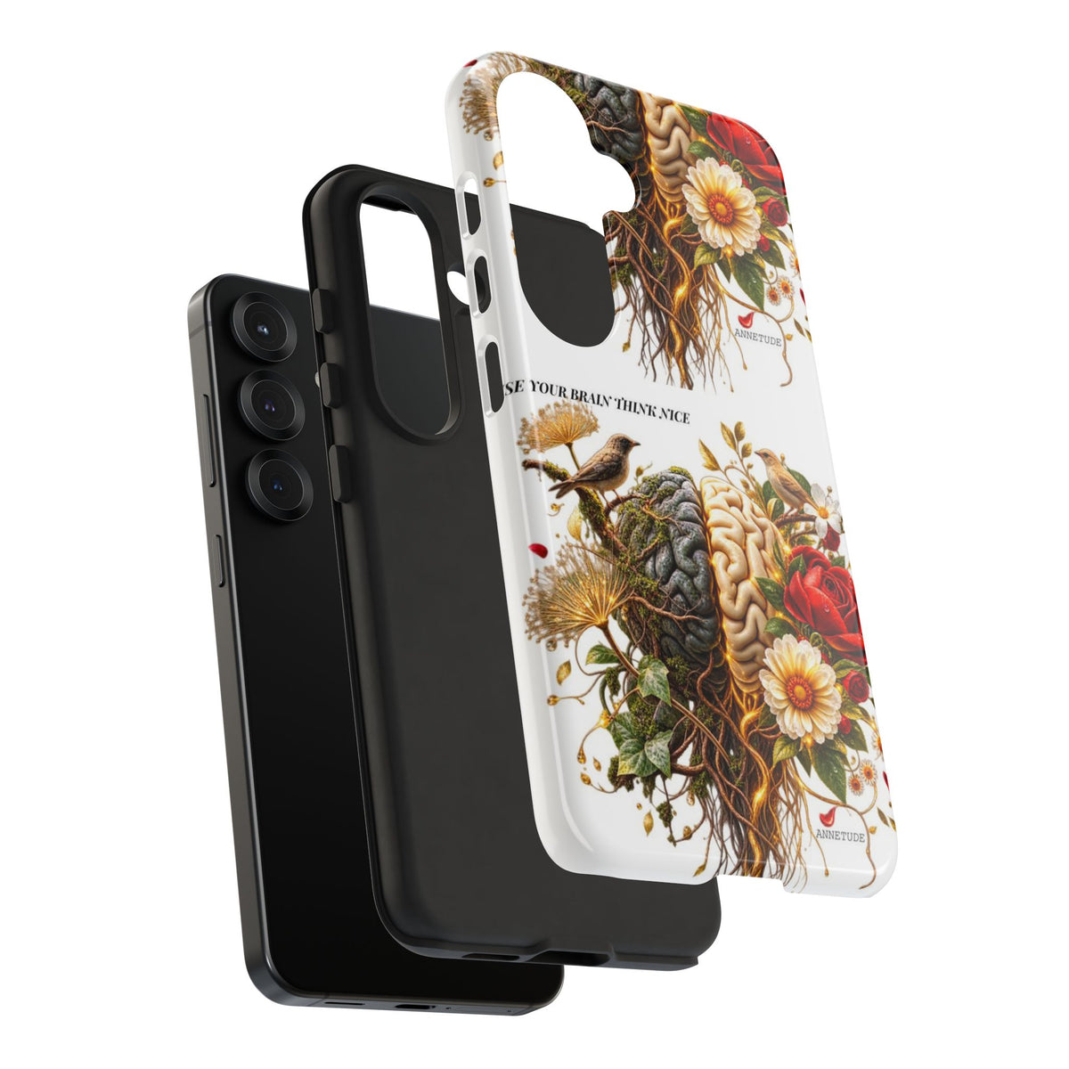 Phone Case — Floral Brain Illustration Protective Cover
