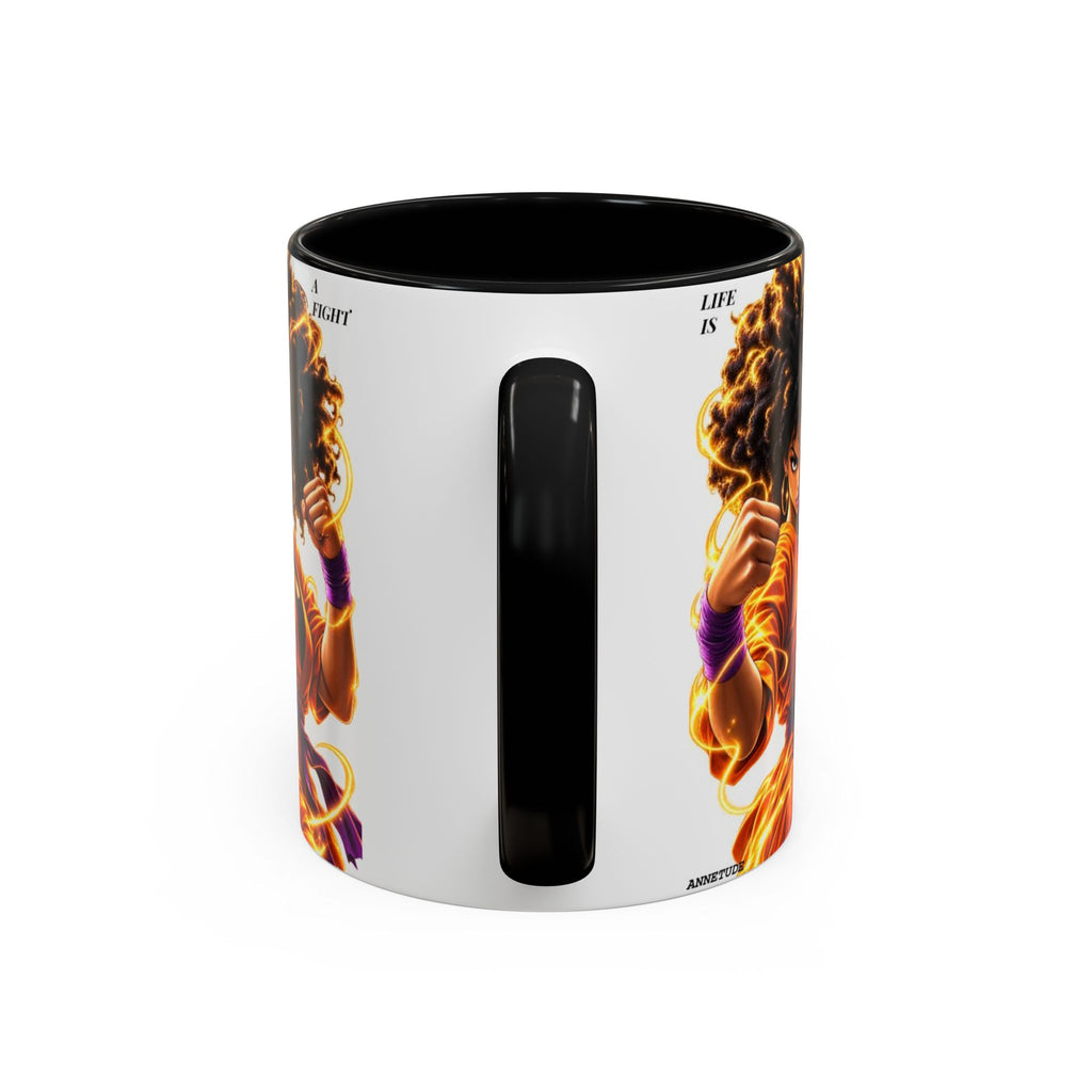 Coffee Mug — Fierce Afro Warrior Illustration Accent Mug (11/15oz)