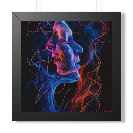 Framed Neon Abstract Woman Vertical Poster