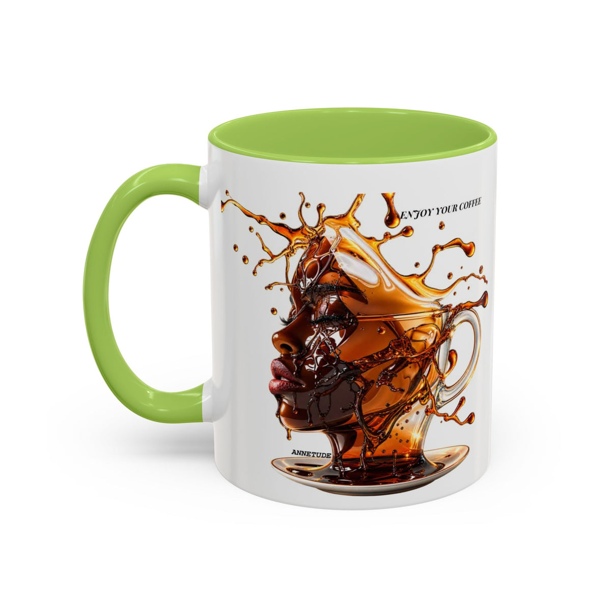Coffee Splash Accent Mug — "Savor the Coffee" Artistic Drip Design (11/15oz)